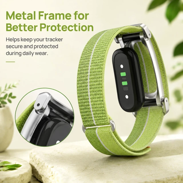 Alt view image 4 of 6 - Nylon Sport Band Compatible with Google Fitbit Air, Adjustable Hook and Loop Replacement Strap with Metal Frame Case, Soft Breathable Woven Wristband for Workout Sleep Daily Wear