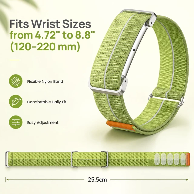 Alt view image 5 of 6 - Nylon Sport Band Compatible with Google Fitbit Air, Adjustable Hook and Loop Replacement Strap with Metal Frame Case, Soft Breathable Woven Wristband for Workout Sleep Daily Wear