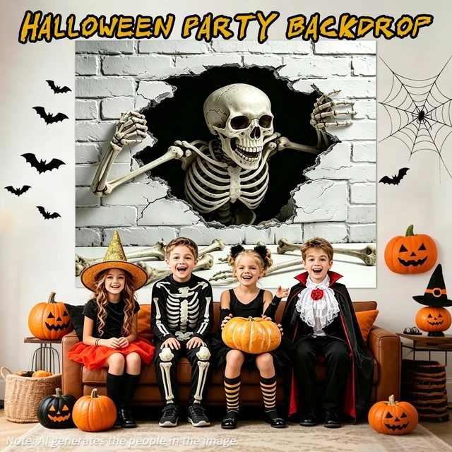 Alt view image 7 of 7 - 7 x 8 ft Halloween Garage Door Cover Spooky Design Cover for one-car Garage Halloween Garage Door Decorations 8x7 ft Banner Backdrop, Easy Installation, for Home Outdoor Indoor Spooky Party Wall