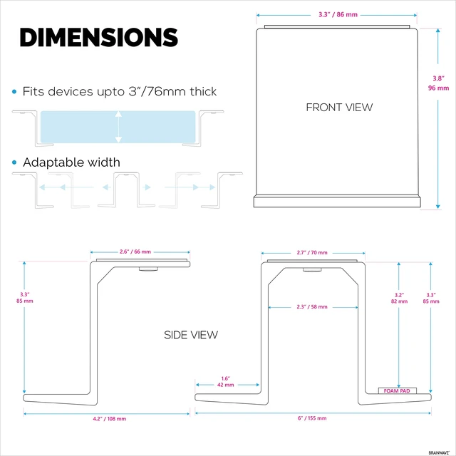 Alt view image 2 of 7 - Twin Under Desk Laptop & Device Holder Mount, Adhesive & Screw in, Devices Upto 3" Like Small Computers Laptops MacBook Surface Keyboard Routers Modems Cable Box Network Switch & More