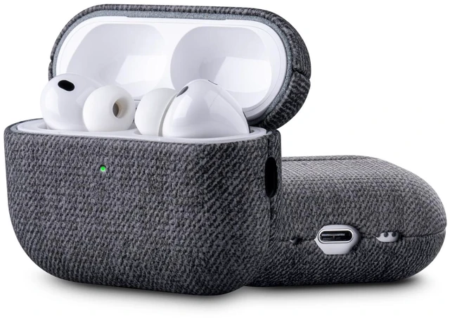 Main image of Envelop Series -Hard Case for AirPods Pro 3 - Charcoal Gray Hand-crafted Case Fully Wrapped in Faux Leather; Woolen Fabric Finish; Soft Microfiber Inner Lining; Qi wireless charging