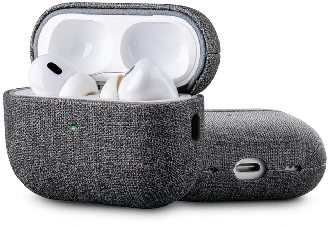 Main image of Envelop Series -Hard Case for AirPods Pro 3rd Generation - Gray Hand-crafted Case Fully Wrapped in Faux Leather; Canvas Finish; Soft Microfiber Inner Lining; Qi wireless charging