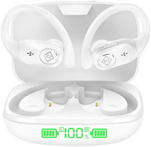 Main image of Wireless Earbuds with Ear Hooks 96H Playtime for iPhone Android LED Display Deep Bass Stereo Sound Built in Mic Sweat Resistant Design Low Latency Mode for Sports Gaming