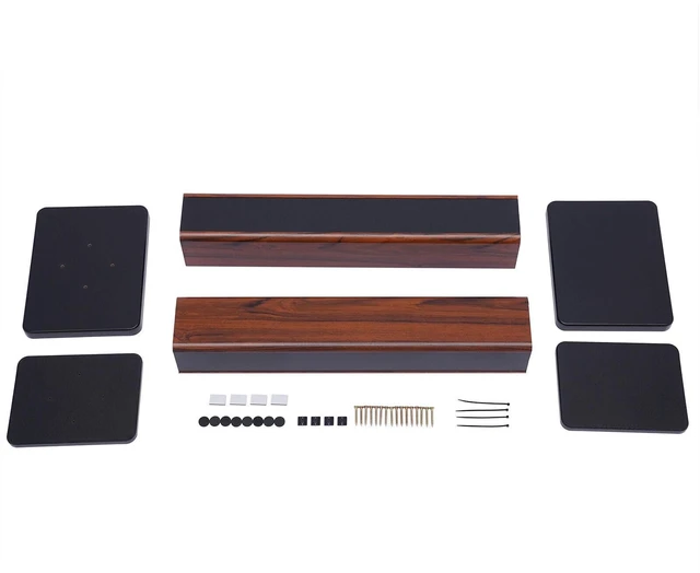Alt view image 7 of 7 - 1 Pair Universal Wood Speaker Stands, Premium Surround Sound Home Theater Audio Stands, Bookshelf Speakers or Studio Monitors Stands (28" - Yellow Sandalwood)
