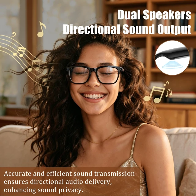 Alt view image 6 of 7 - AI Smart Glasses with Camera,8MP Camera Glasses,4K HD Video Recording Glasses with AI Assistant,IP65 Waterproof Bluetooth,Replaceable Sunglasses with Photochromic Lens (Eyeglass frame width 39mm)