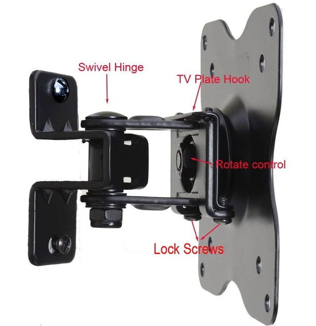 Alt view image 2 of 6 - ML411B Adjustable Tilt Swivel Rotation TV Wall Mount Bracket for 19" to 42" LCD LED TV and Monitor (Max 44 lbs, VESA 100/75) Black 1FF (Pack of 2)