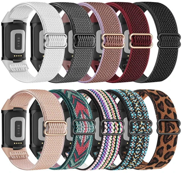 Main image of 10 Pack Stretchy Nylon Band Compatible with Fitbit Charge 6 Bands for Women Men, Elastic Soft Sport Strap Replacement Wristbands for Fitbit Charge 6 /Fitbit Charge 5 Bands
