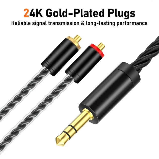 Alt view image 5 of 7 - HiFi MMCX Cable with 3.5mm Plug, IEM Replacement Cord, Black Silver-Plated Wire for In-Ear Monitor Headphones, Tangle-Free, Clear Sound for Vibes 201/202 & Shure SE215/315/425/535/846