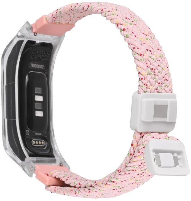 Main image of Braided Nylon band Compatible with vivosmart 5 Activity Tracker Replacement Watchband with Transparent Case Medium
