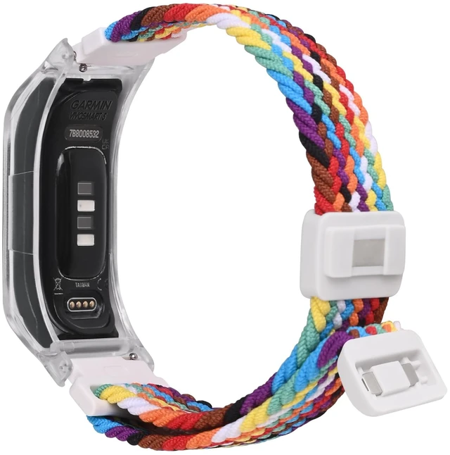 Main image of Braided Nylon band Compatible with vivosmart 5 Activity Tracker Replacement Watchband with Transparent Case Medium