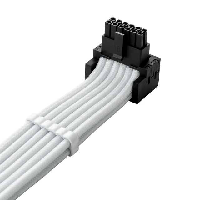 Alt view image 2 of 4 - Pro ModFlex Universal 12V-2x6 PCIe Cable (White, 16p to 16p, 90°B) Paracord Pro Series. 16-pin to 16-pin, 60cm. 12V-2x6 StealthSense connector. Any PSU with native 12V-2x6 output