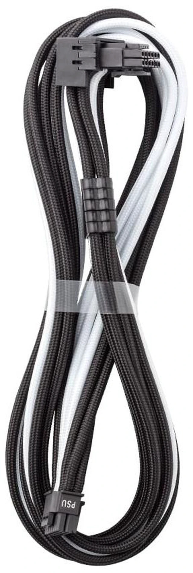 Main image of Pro ModFlex Universal 12V-2x6 PCIe Cable (Blk+Wht, 16p-16p, 90°B) Paracord Pro Series. 16-pin to 16-pin, 60cm. 12V-2x6 StealthSense connector. Any PSU with native 12V-2x6 output