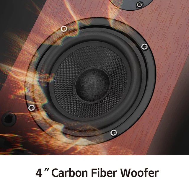 Alt view image 4 of 7 - 40W*2 Passive Bookshelf Speakers for Record Players and Home Theater Systems, Midrange and High-Frequency Stereo Speakers, Indoor Rear Surround Speakers, Requires a Receiver or Amplifier, (Brown)