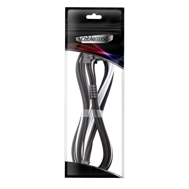 Alt view image 4 of 4 - Pro ModFlex Universal 12V-2x6 PCIe Cable (Blk+Wht, 16p-16p, 90°B) Paracord Pro Series. 16-pin to 16-pin, 60cm. 12V-2x6 StealthSense connector. Any PSU with native 12V-2x6 output