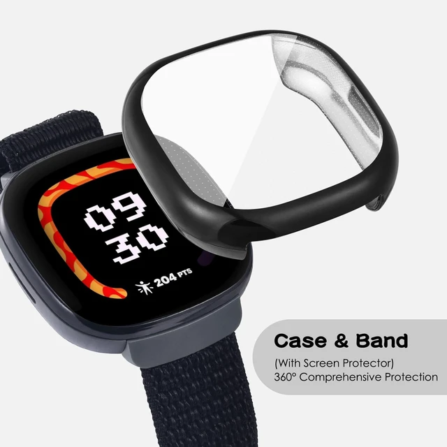 Alt view image 3 of 7 - Nylon Band & Case Compatible with Fitbit Ace LTE, Breathable Braided Wristband Soft Sport Loop Replacement Strap for Google Ace LTE