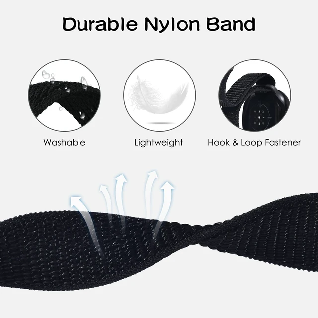 Alt view image 4 of 7 - Nylon Band & Case Compatible with Fitbit Ace LTE, Breathable Braided Wristband Soft Sport Loop Replacement Strap for Google Ace LTE