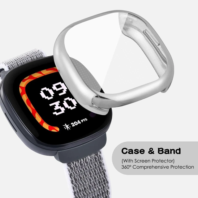 Alt view image 3 of 7 - Nylon Band & Case Compatible with Fitbit Ace LTE, Breathable Braided Wristband Soft Sport Loop Replacement Strap for Google Ace LTE