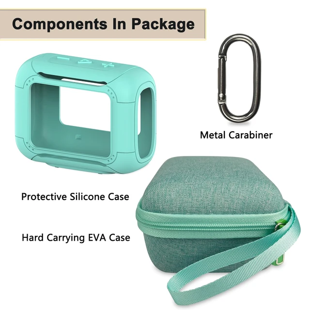 Alt view image 3 of 7 - Silicone Cover and Hard Carrying Case for JBL Go 5 Bluetooth Speaker Protective Cases for Go 5 Speaker Accessories, Scratch-Resistant and Drop-Proof Cover (Teal)