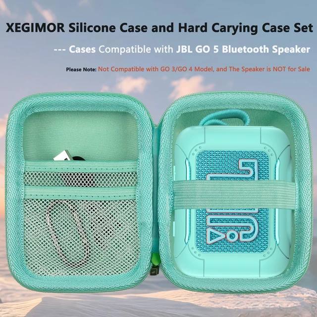 Alt view image 2 of 7 - Silicone Cover and Hard Carrying Case for JBL Go 5 Bluetooth Speaker Protective Cases for Go 5 Speaker Accessories, Scratch-Resistant and Drop-Proof Cover (Teal)