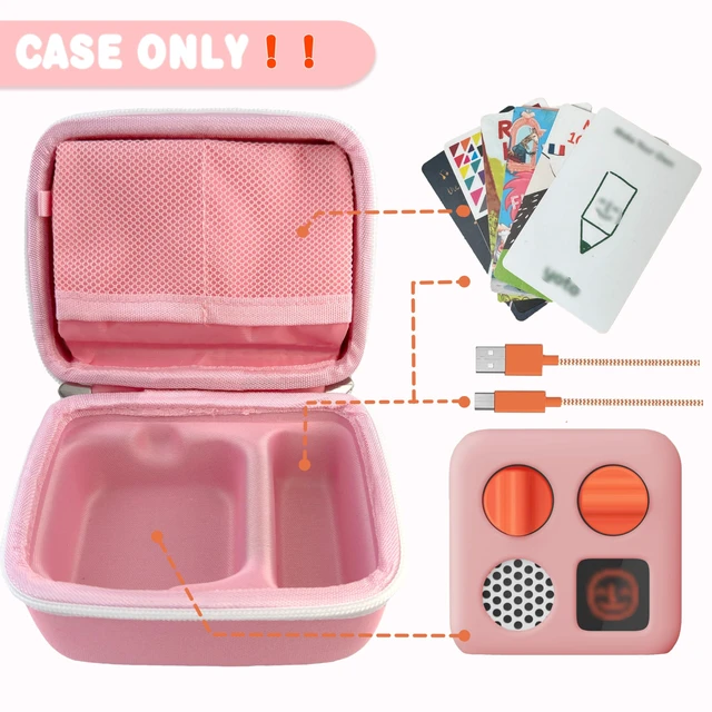 Alt view image 2 of 6 - Hard Travel Case Compatible with Yoto MiniKids Audio & Music Player,Yoto Card Holder Bag with Adjustable Shoulder Strap for Up to 36 Audiobook Cards,Childrens Mini Player. (Pink)