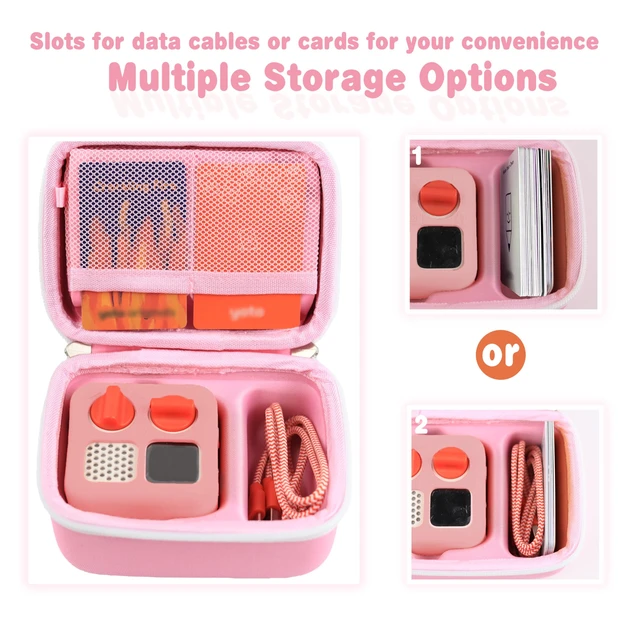 Alt view image 3 of 6 - Hard Travel Case Compatible with Yoto MiniKids Audio & Music Player,Yoto Card Holder Bag with Adjustable Shoulder Strap for Up to 36 Audiobook Cards,Childrens Mini Player. (Pink)