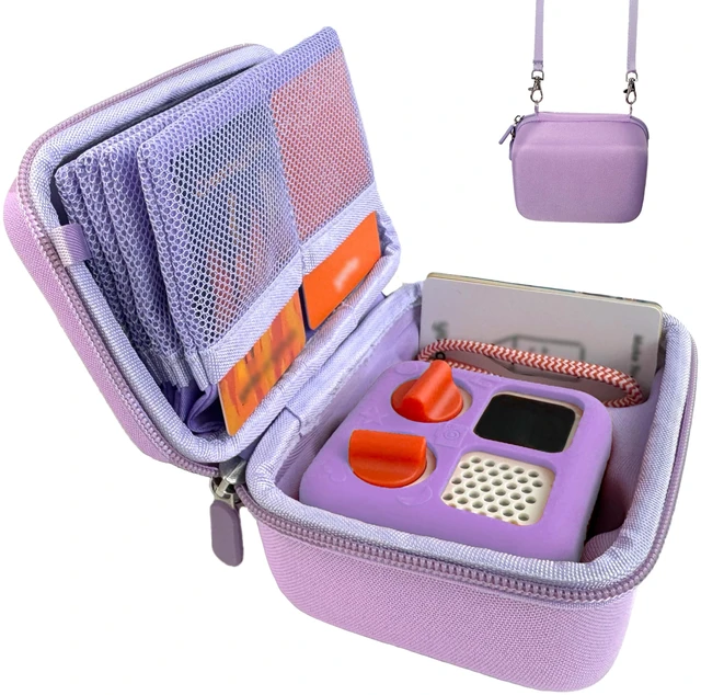 Main image of Hard Travel Case Compatible with Yoto MiniKids Audio & Music Player,Yoto Card Holder Bag with Adjustable Shoulder Strap for Up to 36 Audiobook Cards,Childrens Mini Player. (purple)