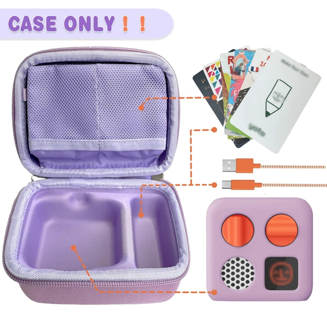 Alt view image 2 of 6 - Hard Travel Case Compatible with Yoto MiniKids Audio & Music Player,Yoto Card Holder Bag with Adjustable Shoulder Strap for Up to 36 Audiobook Cards,Childrens Mini Player. (purple)