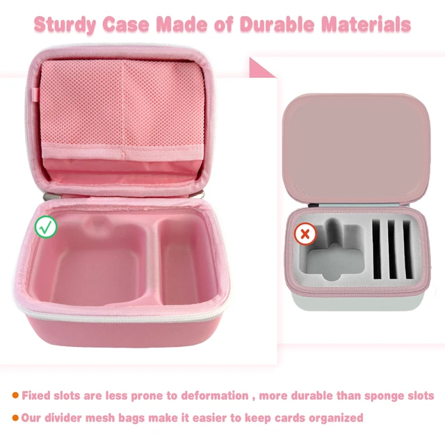 Alt view image 6 of 6 - Hard Travel Case Compatible with Yoto MiniKids Audio & Music Player,Yoto Card Holder Bag with Adjustable Shoulder Strap for Up to 36 Audiobook Cards,Childrens Mini Player. (Pink)