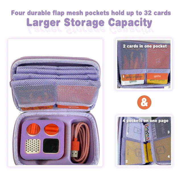 Alt view image 4 of 6 - Hard Travel Case Compatible with Yoto MiniKids Audio & Music Player,Yoto Card Holder Bag with Adjustable Shoulder Strap for Up to 36 Audiobook Cards,Childrens Mini Player. (purple)
