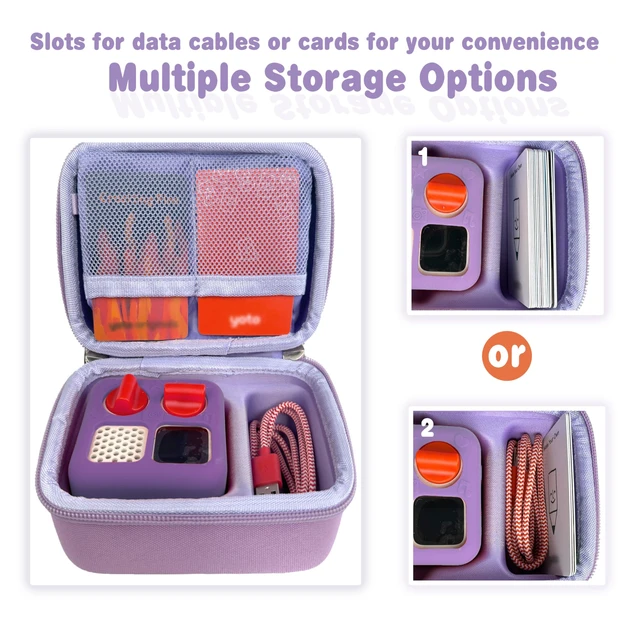 Alt view image 3 of 6 - Hard Travel Case Compatible with Yoto MiniKids Audio & Music Player,Yoto Card Holder Bag with Adjustable Shoulder Strap for Up to 36 Audiobook Cards,Childrens Mini Player. (purple)