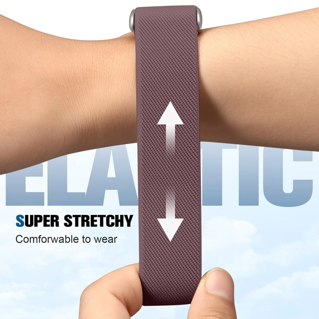 Alt view image 5 of 7 - Stretchy Band Compatible with Whoop 5.0 Bands One, Peak and Life MG, Breathable Adjustable Soft Solo Loop Elastic Nylon Sport Strap Accessories for Whoop Band 5.0 Fitness Tracker, SmokeViolet