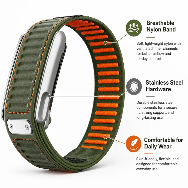 Alt view image 3 of 6 - Compatible with WHOOP 5.0/MG Navigator Replacement Band, Heavy-Duty Rugged Nylon Velcro Strap, Abrasion & Weather Resistant, Secure Fit for Sport & Daily Wear Not Compatible with WHOOP 4.0