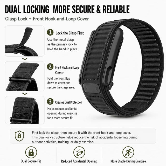Alt view image 2 of 6 - Compatible with WHOOP 5.0/MG Navigator Replacement Band, Heavy-Duty Rugged Nylon Velcro Strap, Abrasion & Weather Resistant, Secure Fit for Sport & Daily Wear Not Compatible with WHOOP 4.0