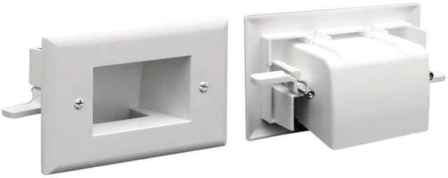 Main image of DataComm Electronics Recessed Pro-Power Kit, In-Wall Cable Management Cord Hider for Power & Low-Voltage Cables for Wall-Mounted TV, Includes Straight Blade Inlet & Romex Wire, 1 Receptacle