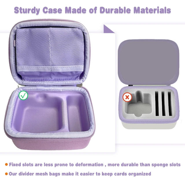 Alt view image 5 of 6 - Hard Travel Case Compatible with Yoto MiniKids Audio & Music Player,Yoto Card Holder Bag with Adjustable Shoulder Strap for Up to 36 Audiobook Cards,Childrens Mini Player. (purple)