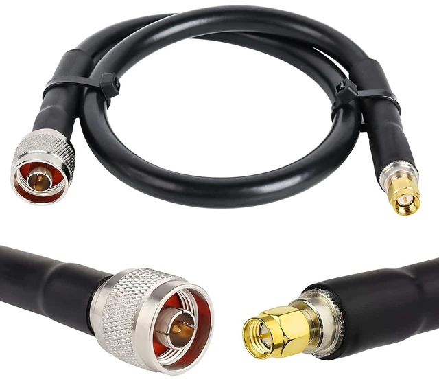 Main image of SMA to N Cable 2FT, N-Male to SMA-Male Connector Low Loss KMR400 Extension Cable
