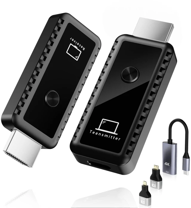 Main image of Wireless HDMI Transmitter and Receiver 4K, 2.4/5GHz 1080P Portable Wireless HDMI Extender Kit Adapter for Streaming Video and Audio to Monitor from PC/TV Box/Projector, 100ft Dual Band Smart Handovers