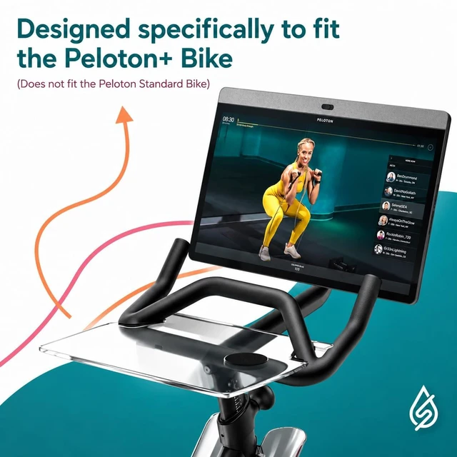 Alt view image 3 of 5 - Peloton Accessories Laptop Desk Tray for Bike+ Phone Holder Clear acrylic desk tray for Peloton Bike+, Holds laptop, tablet & phone. No-scratch cushion tape included. Clips on easily