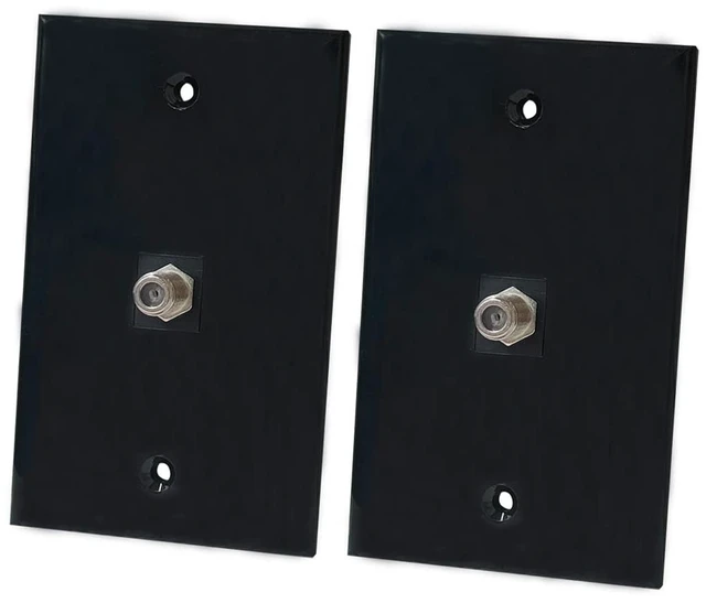 Main image of Coax Cable Wall Plate Grossy Black - 1 Port Coaxial TV Outlet Cover Plate 1 Gang for Cable TV/Antenna(2-Pack)