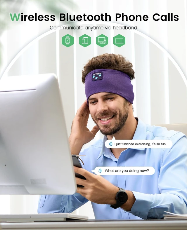 Alt view image 2 of 7 - Sleep Headphones Sleeping Bluetooth Headband, Soft Headphone Band with Ultra-Thin Speakers Perfect for Side Sleepers, Running, Workout, Jogging, Yoga, Insomnia Cool Gadgets