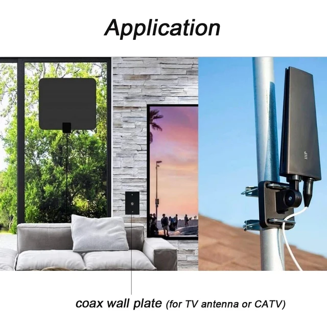 Alt view image 4 of 4 - Coax Cable Wall Plate Grossy Black - 1 Port Coaxial TV Outlet Cover Plate 1 Gang for Cable TV/Antenna(2-Pack)