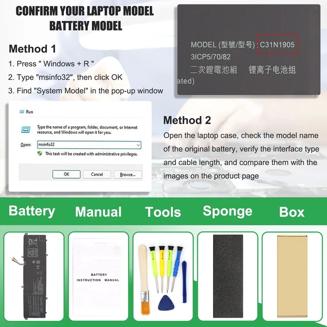 Alt view image 4 of 7 - C31N1905 Battery Replacement for Asus VivoBook S13 S330FA S330UA For S333EA S333JA S14 M433IA S433EA S433IA S15 D533IA S513EA M533IA S532FA S533EA S533FL S533EQ S533IA Series, 11.55V 50Wh