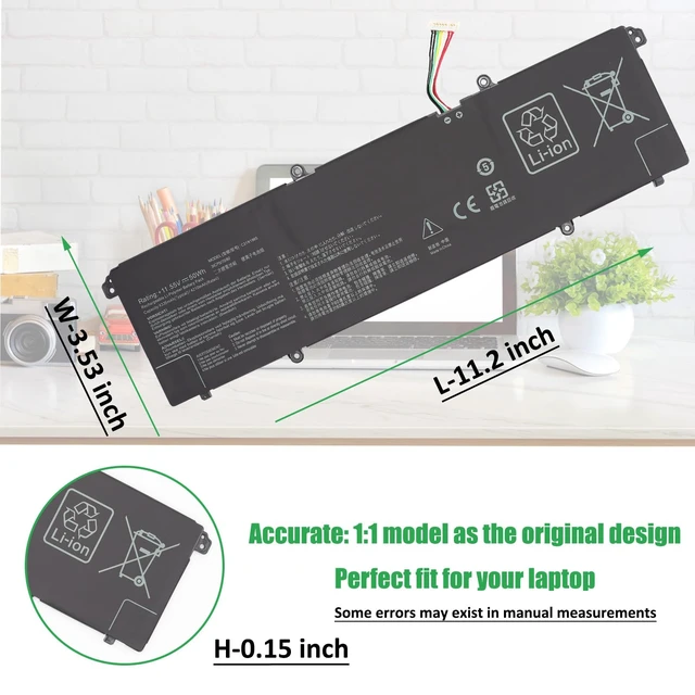 Alt view image 5 of 7 - C31N1905 Battery Replacement for Asus VivoBook S13 S330FA S330UA For S333EA S333JA S14 M433IA S433EA S433IA S15 D533IA S513EA M533IA S532FA S533EA S533FL S533EQ S533IA Series, 11.55V 50Wh