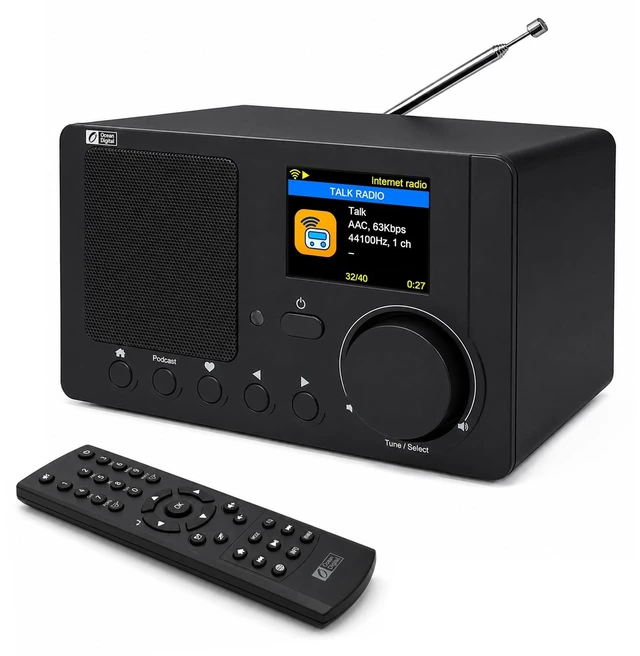 Main image of Ocean Digital WR-210N Portable Internet Radio with FM Podcast 2.4 Color LCD Built-in Battery Bluetooth UPnP & DLNA Player Sleep Timer Dual Alarm Clock Black