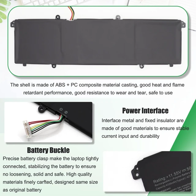 Alt view image 6 of 7 - C31N1905 Battery Replacement for Asus VivoBook S13 S330FA S330UA For S333EA S333JA S14 M433IA S433EA S433IA S15 D533IA S513EA M533IA S532FA S533EA S533FL S533EQ S533IA Series, 11.55V 50Wh