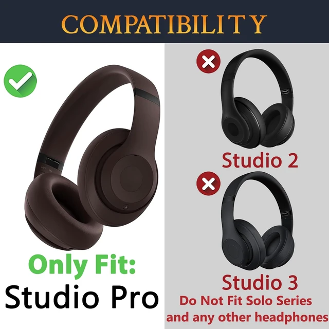 Alt view image 2 of 7 - Replacement Earpads for Beats Studio Pro Wireless Noise Cancelling Headphones, Cushions Ear Pads with Soft Protein Leather, Noise Isolation Foam - Deep Brown