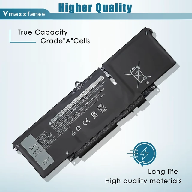 Alt view image 3 of 7 - 57Wh WW8N8 Laptop Battery Replacement for DELL Latitude 7340 7350 7440 7450 7640 7650 Series Notebook 66DWX 0CTJJ6 0HYH8 FH97R 3ICP6/65/78 11.4V 4878mAh