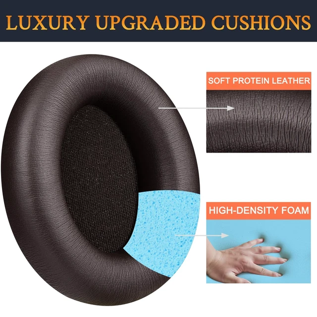 Alt view image 6 of 7 - Replacement Earpads for Beats Studio Pro Wireless Noise Cancelling Headphones, Cushions Ear Pads with Soft Protein Leather, Noise Isolation Foam - Deep Brown