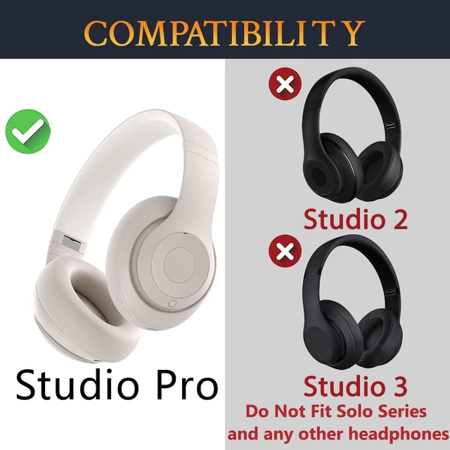 Alt view image 2 of 7 - Replacement Earpads for Beats Studio Pro Wireless Noise Cancelling Headphones, Cushions Ear Pads with Soft Protein Leather, Noise Isolation Foam - Sandstone
