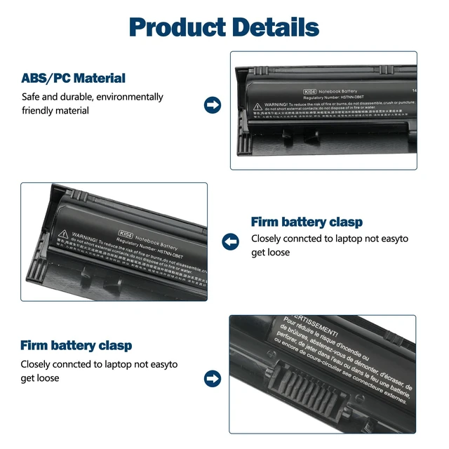 Alt view image 6 of 7 - 800049-001 KI04 Battery for HP Pavilion 15-ab 15-an 15t-ab100 17-g 14.8V 2800mAh 41Wh for 17t-g100 17t-s100 cto Series K104 800010-421 TPN-Q160 TPN-Q158 TPN-159 TPN-Q161 TPN-Q162 15-ab143cl